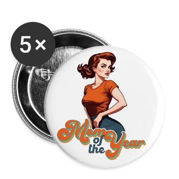 Mutter des Jahres Tolle Mama Stolze Beste - Buttons groß 56 mm (5er Pack) - Weiß - Vorne
