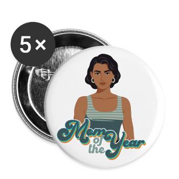 Mutter des Jahres Lustige Mutti Stolze Mama - Buttons groß 56 mm (5er Pack) - Weiß - Vorne