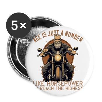 Drôle de motard grand-père moto vintage style rétro - Lot de 5 grands badges (56 mm) - blanc - Devant