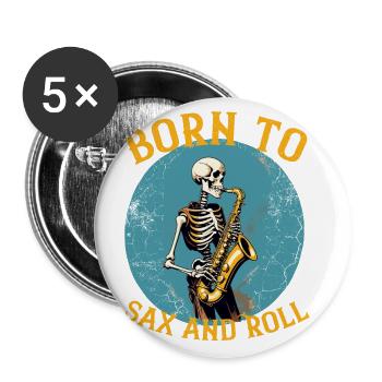 Saxophoniste drôle disant de la musique jazz - Lot de 5 grands badges (56 mm) - blanc - Devant