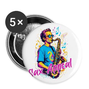 Lustiges Saxophon Design Jazz Musik Liebhaber - Buttons groß 56 mm (5er Pack) - Weiß - Vorne