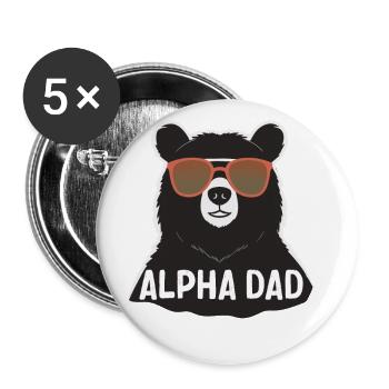 Alpha Dad Funny Dad Perfect Style - Buttons large 2.2''/56 mm (5-pack) - white - Front