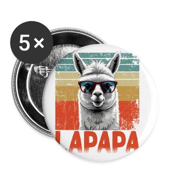 Lapapa Drôle Lama Papa Style parfait pour la fête des pères - Lot de 5 grands badges (56 mm) - blanc - Devant