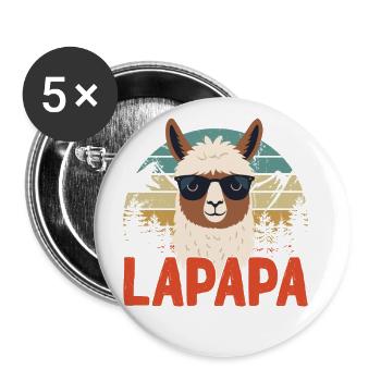 Lapapa Drôle Lama Papa Style Parfait - Lot de 5 grands badges (56 mm) - blanc - Devant
