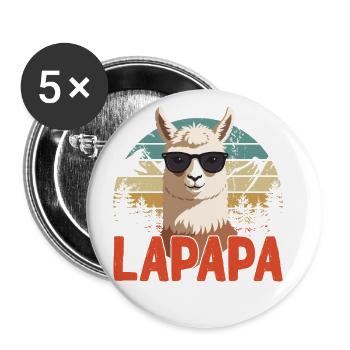 Lapapa Drôle Lama Papa Style Parfait - Lot de 5 grands badges (56 mm) - blanc - Devant