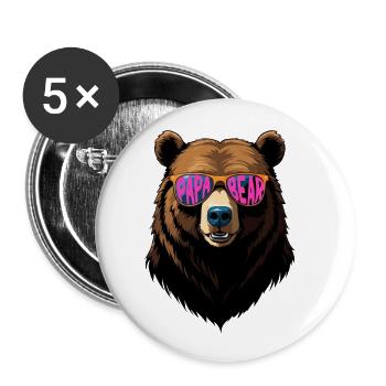 Bears Father Funny Style Perfect Father's Day - Buttons large 2.2''/56 mm (5-pack) - white - Front