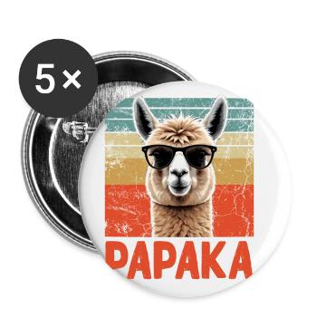 Papaka Drôle Dad Alpaga Style Parfait - Lot de 5 grands badges (56 mm) - blanc - Devant