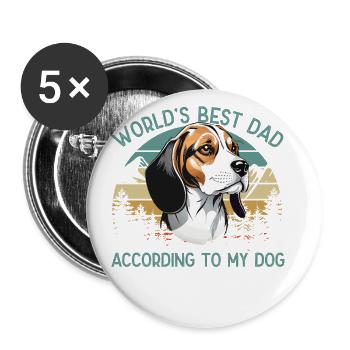 World Best Dog Dad Beagle Funny Dogs Love - Buttons large 2.2''/56 mm (5-pack) - white - Front