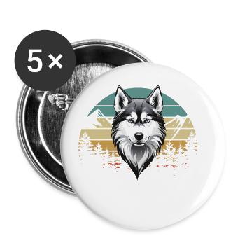 Welt Bester Hundepapa Siberian Husky Lustige - Buttons groß 56 mm (5er Pack) - Weiß - Vorne