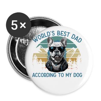 Welt Bester Hundepapa Französische Bulldogge - Buttons groß 56 mm (5er Pack) - Weiß - Vorne