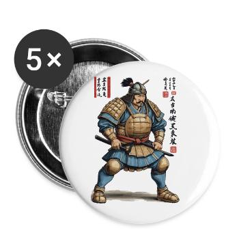 Vintage Ukiyo-E Style Japanese Samurai Artwork - Buttons large 2.2''/56 mm (5-pack) - white - Front