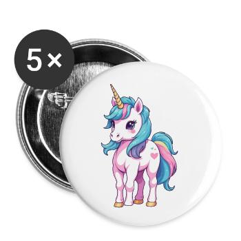 Unique Unicorn Design Pastel Colors - Buttons large 2.2''/56 mm (5-pack) - white - Front