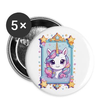 Funny Unicorns Pastel Colors Unicorn Lover - Buttons large 2.2''/56 mm (5-pack) - white - Front