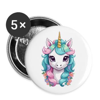Pastel Colors Funny Unicorns Cute Unicorn - Buttons large 2.2''/56 mm (5-pack) - white - Front
