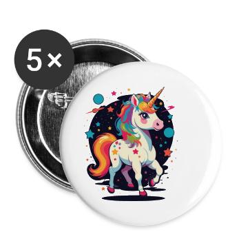 Unicorn Lover Funny Unicorns Cute Motif - Buttons large 2.2''/56 mm (5-pack) - white - Front