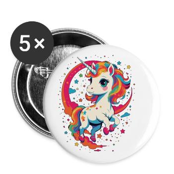 Unicorn Lover Bright Colors Fantasy - Buttons large 2.2''/56 mm (5-pack) - white - Front