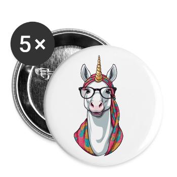 Licorne Maman Élégante Licorne Femme Fête des Mères - Lot de 5 grands badges (56 mm) - blanc - Devant