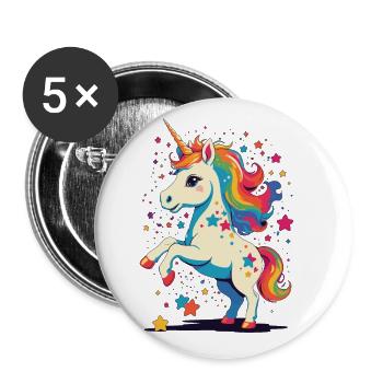Funny Unicorns Cute Unicorn Unicorn Girl - Buttons large 2.2''/56 mm (5-pack) - white - Front