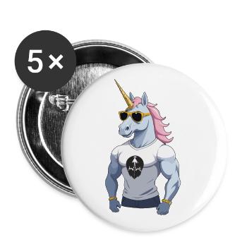 Papa Einhorn Lustiges Vatertag Design - Buttons groß 56 mm (5er Pack) - Weiß - Vorne
