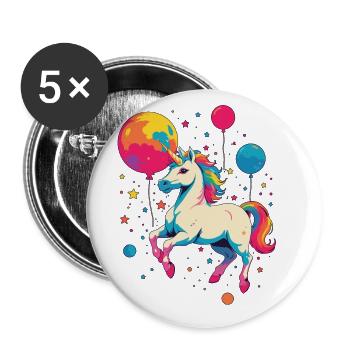 Funny Unicorns Cute Unicorn Girl - Buttons large 2.2''/56 mm (5-pack) - white - Front