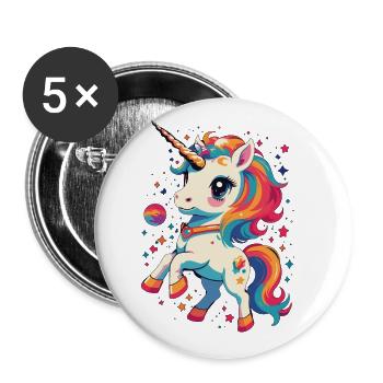 Funny Unicorns Great Fantasy Design - Buttons large 2.2''/56 mm (5-pack) - white - Front