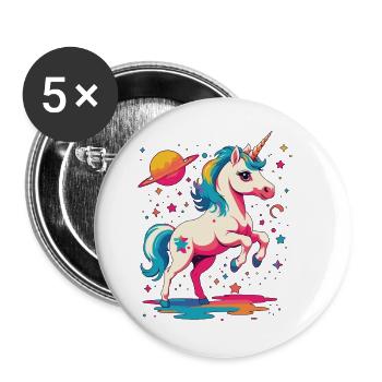 Unicorn Girl Funny Unicorns Great Design - Buttons large 2.2''/56 mm (5-pack) - white - Front