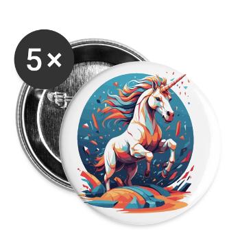 Motif d’anniversaire unique Licornes drôles - Lot de 5 grands badges (56 mm) - blanc - Devant