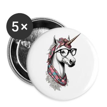 Licorne Maman Drôle Fête des Mères Licornes Amoureux - Lot de 5 grands badges (56 mm) - blanc - Devant