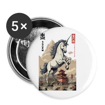 Japan Ukiyo-E Kunst Japanischer Vintage Stil - Buttons groß 56 mm (5er Pack) - Weiß - Vorne