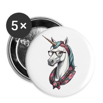 Maman Licorne Maman Drôle Maman Fête des Mères - Lot de 5 grands badges (56 mm) - blanc - Devant