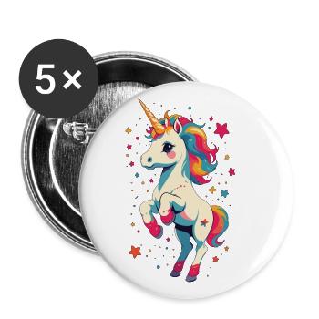 Motif d’anniversaire unique Licornes drôles - Lot de 5 grands badges (56 mm) - blanc - Devant