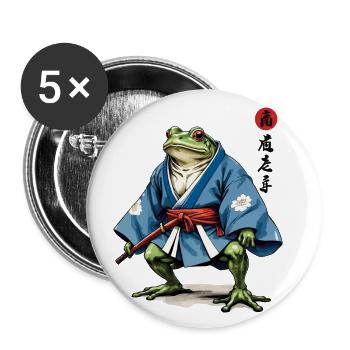 Samurai Frosch Vintage Ukiyo-e Stil Samurai Kunst - Buttons groß 56 mm (5er Pack) - Weiß - Vorne