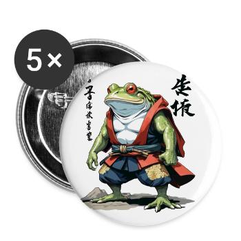 Samurai Frog Vintage Ukiyo-e Style Japan Art - Buttons large 2.2''/56 mm (5-pack) - white - Front