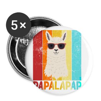 Funny Llama Dad Papalapap Perfect Father's Day - Buttons large 2.2''/56 mm (5-pack) - white - Front