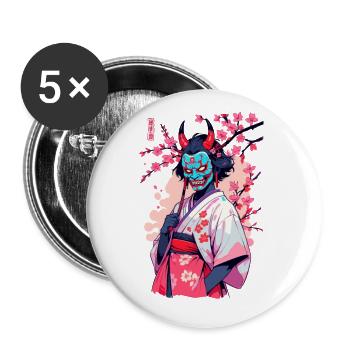Oni Samurai Vaporwave Aesthetic Japan Culture - Buttons large 2.2''/56 mm (5-pack) - white - Front