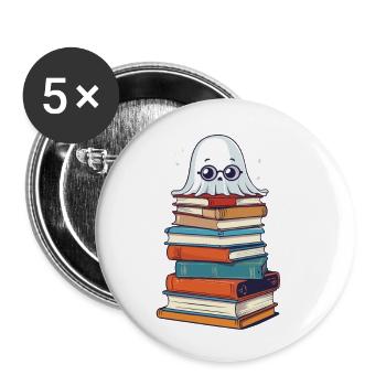 Lustiger Buch Liebhaber Lesendes Halloween - Buttons groß 56 mm (5er Pack) - Weiß - Vorne
