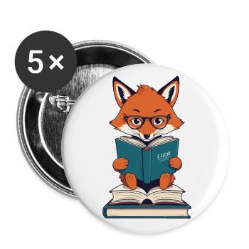 Cute Book Lover Funny Bookworm - Buttons large 2.2''/56 mm (5-pack) - white - Front