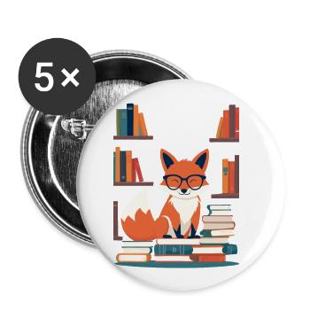 Cute Book Lover Funny Books Design - Buttons large 2.2''/56 mm (5-pack) - white - Front