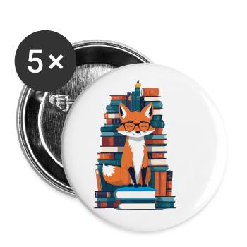 Cute Book Lover Funny Bookworm - Buttons large 2.2''/56 mm (5-pack) - white - Front