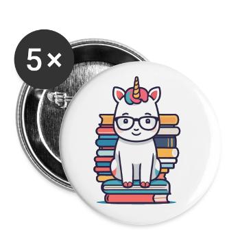 Einhorn Fantasie Geschichten Süßer Einhorn - Buttons groß 56 mm (5er Pack) - Weiß - Vorne