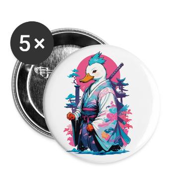 Esthétique Samurai Duck Style Vaporwave - Lot de 5 grands badges (56 mm) - blanc - Devant