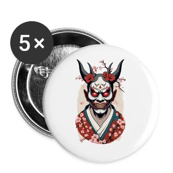 Oni Démons Masque Japon Culture Esthétique Design - Lot de 5 grands badges (56 mm) - blanc - Devant