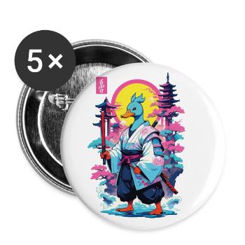 Samouraï Duck Esthétique Vaporwave Style Japon Art - Lot de 5 grands badges (56 mm) - blanc - Devant