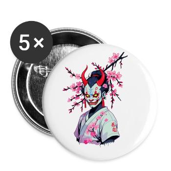 Oni Samurai Vaporwave Aesthetic Japan Culture - Buttons large 2.2''/56 mm (5-pack) - white - Front