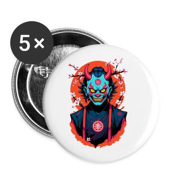 Oni Samurai Vaporwave Aesthetic Japan Culture - Buttons large 2.2''/56 mm (5-pack) - white - Front