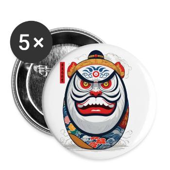 Japanese Daruma Aesthetic Yokai Streetwear - Buttons large 2.2''/56 mm (5-pack) - white - Front