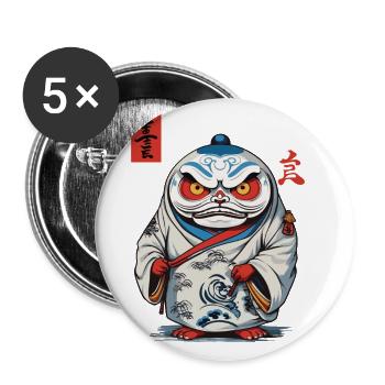 Japanischer Daruma Ästhetik Yokai Vintage - Buttons groß 56 mm (5er Pack) - Weiß - Vorne