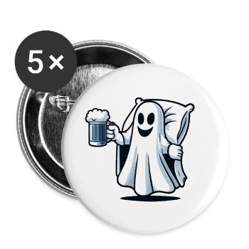 Boozing Ghost Beer Lover Halloween Party - Buttons groß 56 mm (5er Pack) - Weiß - Vorne