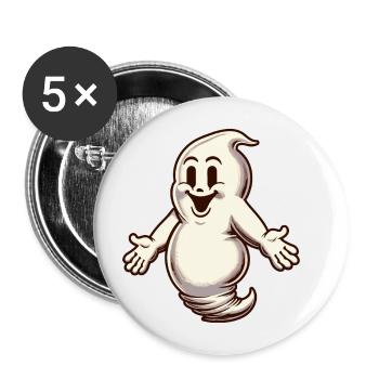 Funny Vintage Ghost Knows Nothing - Buttons large 2.2''/56 mm (5-pack) - white - Front