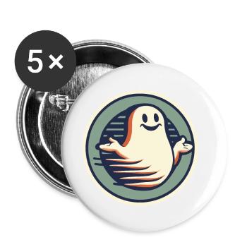 Funny Vintage Ghost Knows Nothing Halloween - Buttons large 2.2''/56 mm (5-pack) - white - Front